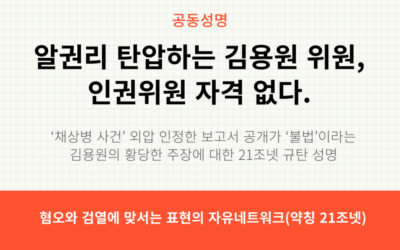 [21조넷 성명] 알 권리 탄압하는 김용원 위원, 인권위원 자격 없다 &ndash; &lsquo;채상병 사건&rsquo; 외압 인정한 보고서 공개가 &lsquo;불법&rsquo;이라는 김용원의 황당한 주장